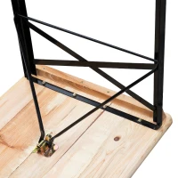 Outsunny 3 Pieces Folding Picnic Table Set, Portable Folding Picnic Table and Benches with Steel Frame for Garden, Park, Natural Wood(m-7)