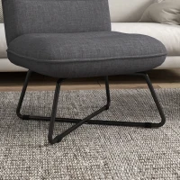 HOMCOM Armless Accent Chair, Upholstered Slipper Chair for Living Room with Crossed Steel Legs, Dark Gray(m-7)