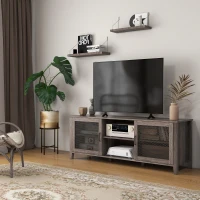 HOMCOM Industrial TV Cabinet Stand for TVs up to 65", Entertainment Center with Mesh Doors and  Shelves for Living Room, Brown(m-10)