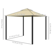 Outsunny 10' x 10' 2-Tier Outdoor Gazebo Canopy Tent with Zippered Mesh Sidewalls, Aluminum Frame for Patio, Backyard, Beige(m-3)