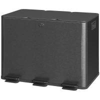 HOMCOM Triple Garbage Bin, Soft-Close Trash Can with Foot Pedal, 3 x 20 Liter Garbage Can with Removable Inner Buckets, Black(m-2)