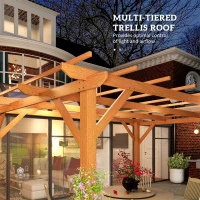 Outsunny 10' x 13' Wood Pergola, Outdoor Gazebo Grape Trellis with Stable Structure for Climbing Plant Support, Dark Brown(m-5)