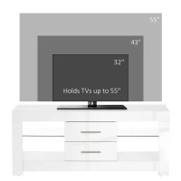HOMCOM TV Stand with LED Lights for TVs up to 55", TV Cabinet with Storage Shelves and Drawers, 47.2"x15.7"x19.7", White(m-7)