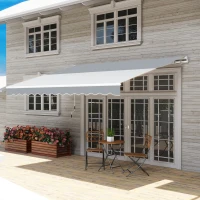 Outsunny 12' x 10' Retractable Awning Patio UV Resistant Fabric and Aluminum Frame for Deck, Balcony, Yard, Grey(m-8)