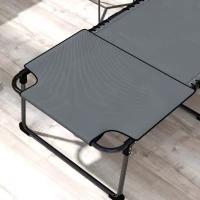 Outsunny 2 Piece Folding Chaise Lounge Pool Chairs with 5-level Reclining Back, Reading Hole, Side Pocket, Gray(m-9)