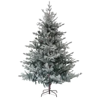 HOMCOM 6 Foot Artificial Nordic Pine Christmas Tree with Snow, Easy Assembly, Hinged Xmas Tree for Home Office Holiday(m-1)