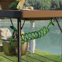 Outsunny Folding Fish Cleaning Table with Sink, Portable Camping Table with Faucet, Drainage Hose, Sprayer and Shelf, Tan(m-8)
