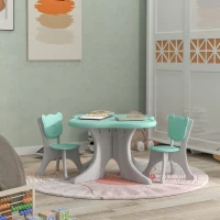 Qaba 3 Piece Kids Table and Chairs Set for 3-6 Years Old, Light Blue(m-10)