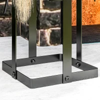 Outsunny 5 Piece Metal Fireplace Tools Set with Brush Broom, Poker, Shovel, Tongs, and Stand for Indoor or Outdoor, Black(m-9)