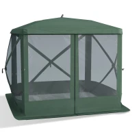 Outsunny Pop-Up Tent, Foldable Screen Tent with Carry Bag, Zippered Door and Ground Stakes, Fits 3-4 People, Green(m-2)