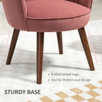 HOMCOM Modern Accent Chair Leisure Club Chair with Velvet-Touch Fabric Wood Legs for Living Room, Pink(m-6)
