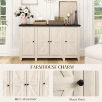 HOMCOM Rustic Sideboard, Buffet Cabinet with Adjustable Shelves for Living Room, Dining Room, Entryway, White Wood Grain(m-6)