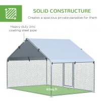 PawHut Large Chicken Coop Metal Chicken Run with Waterproof and Anti-UV Cover, Spire Shaped Walk-in Fence Cage Hen House for Outdoor and Yard Farm Use, 1.3" Tube Diameter, 9.8' x 6.6' x 6.4'(m-6)