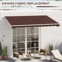 Outsunny Retractable Awning Fabric Replacement for 13' x 8' 840-151, Coffee(m-6)