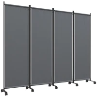 Outsunny Folding Room Divider with Castor Wheels, Rolling Privacy Screen for Patio Backyard Pool Hot Tub, 5.6ft Tall(m-11)