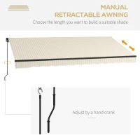 Outsunny 13' x 10' Retractable Awning, 280gsm UV Resistant Sunshade Shelter for Deck, Balcony, Yard, Beige and White(m-4)