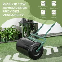 Outsunny Heavy Duty Lawn Roller, 20" Push/Tow Behind Sod Roller, Grass Flattener Filled with 11gal Water/136lbs Sand, Green(m-6)