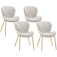 HOMCOM Dining Chairs Set of 4, Modern Accent Chair with Cushioned Backrest, Upholstery for Living Room, Cream White(m-10)