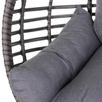 Outsunny Outdoor/Indoor Rattan Chair with Soft Cushion, Wicker Egg Lounge Chair for Backyard Garden Balcony Lawn, Grey(m-9)