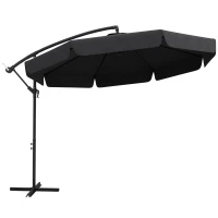 Outsunny 11 FT Cantilever Patio Umbrella Offset Parasol with Cross Base and 8 Ribs for Garden, Black(m-11)