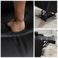 HOMCOM Power Lift Recliner Chair for Elderly, PU Leather Lift Chair with Footrest, Remote Control, Side Pockets and Cup Holders, Reclining Sofa for Living Room, Black(m-10)