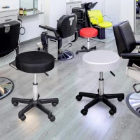 HOMCOM Adjustable Hydraulic Swivel Massage Salon Stool Facial Spa Tattoo Saddle Chair with 3 Changeable Seat Covers, Red/White/Black(m-1)