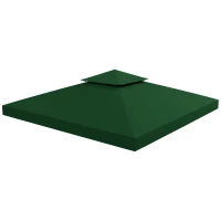 Outsunny 10' x 10' Canopy Replacement 2-Tier Gazebo Canopy Top Cover, Green(m-11)