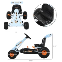 Aosom Pedal Go Kart Children Ride on Car Cute Style with Adjustable Seat, Plastic Wheels, Handbrake and Shift Lever, Light Blue(m-3)
