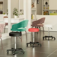 HOMCOM Adjustable Hydraulic Swivel Massage Salon Stool Facial Spa Tattoo Saddle Chair with 3 Changeable Seat Covers, Red/White/Black(m-8)