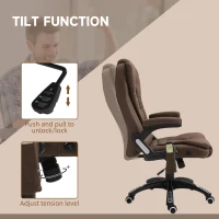Vinsetto Reclining Massage Office Chair, Executive Office Chair with High Back, Swivel Wheels, Brown(m-6)