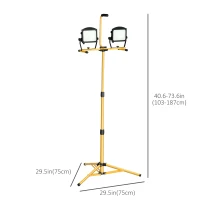 HOMCOM 50W 10000 Lumen Dual Head Weather Resistant LED Work Lights with Tripod Stand, Yellow(m-3)
