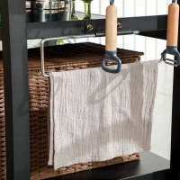 Outsunny 3-Shelf Outdoor Grill Cart Table with Side Handle, Stainless Steel Pizza Oven Stand on Wheels, Black(m-10)