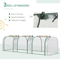 Outsunny 10' x 3' x 2.5' Portable Mini Tunnel Greenhouse with 3 Zipped Doors, Easy Assembly, Clear(m-6)