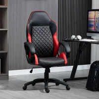 Vinsetto High Back Office Chair Gaming Chair Racing Executive Desk Chair with PU Leather, Adjustable Height, Red(m-1)