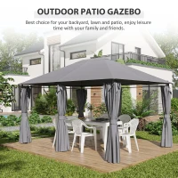 Outsunny 10' x 13' Outdoor Patio Gazebo, Canopy Shelter with 6 Removable Sidewalls & Steel Frame for Garden, Lawn, Backyard & Deck, Gray(m-6)