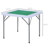 HOMCOM 35" 4-Player Mahjong Game Portable Folding Table for Poker Dominoes Card with Cup and Coin Holders(m-3)