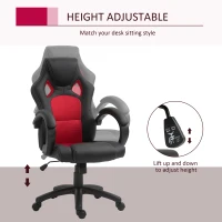 HOMCOM Racing Gaming Chair Office Chair Computer Desk Gamer Chair with Swivel Wheels, Padded Headrest, Tilt Function, Red(m-4)