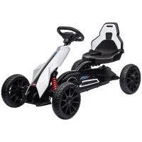 Aosom Kids Pedal Go Kart W/ Adjustable Seat, Swing Axle, White(m-1)