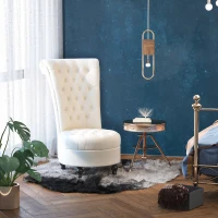 HOMCOM 45" Tufted High Back Velvet Accent Chair Living Room Soft Padded Couch Lounge (Cream White)(m-4)