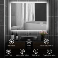 HOMCOM Dimmable Bathroom Mirror with Lights, 37" x 35" Backlit LED Mirror w/ Anti-Fog, Memory & Infinite Color Temperature(m-9)