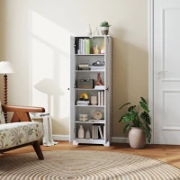 HOMCOM 67" Farmhouse Pantry Cabinet with 2 Doors, Tall Storage Cabinet with Adjustable Shelves, Distressed White(m-9)