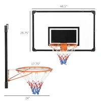 Soozier Wall Mounted Basketball Hoop with 45" x 29" Shatter Proof Backboard, Durable Rim and All-Weather Net for Indoor and Outdoor Use(m-3)