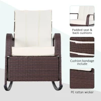Outsunny PE Rattan Rocking Recliner with Footrest, Beige(m-7)