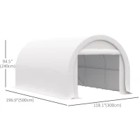 Outsunny 10' x 16' Heavy Duty Portable Carport Tent with Zippered Door, PE Cover for Car, Boat, Motorcycle, Bike, White(m-3)