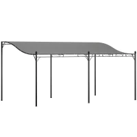 Outsunny 10' x 16' Wall-Mounted Outdoor Pergola Canopy, Metal Patio Canopy with Drainage Holes for Backyard Garden, Dark Gray(m-11)