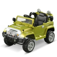Aosom 12V Kids Electric Ride On Car Toy Truck with Remote Control 2 Speeds Lights MP3 LCD Power Indicator, Green(m-11)