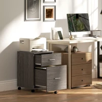 Vinsetto Mobile Filing Cabinet, Vertical File Cabinet with 2 Drawers, Wheels, for Letter or A4 File, Grey(m-1)