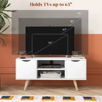 HOMCOM TV Stand with 2 Storage Cabinet Stand for TV's up to 50" for Living Room Office, Storage Entertainment Center, White(m-7)