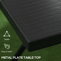 Outsunny Folding Coffee Table, Folding Patio Table, Square Small Side Table with Metal Plate Top, 23.6" x 23.6", Black(m-5)