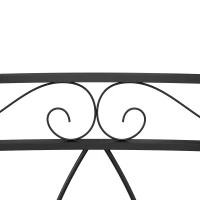 Outsunny 8' Metal Arch Garden Bridge Arc Footbridge with Guardrails and Decorative Scrollwork, Black(m-9)